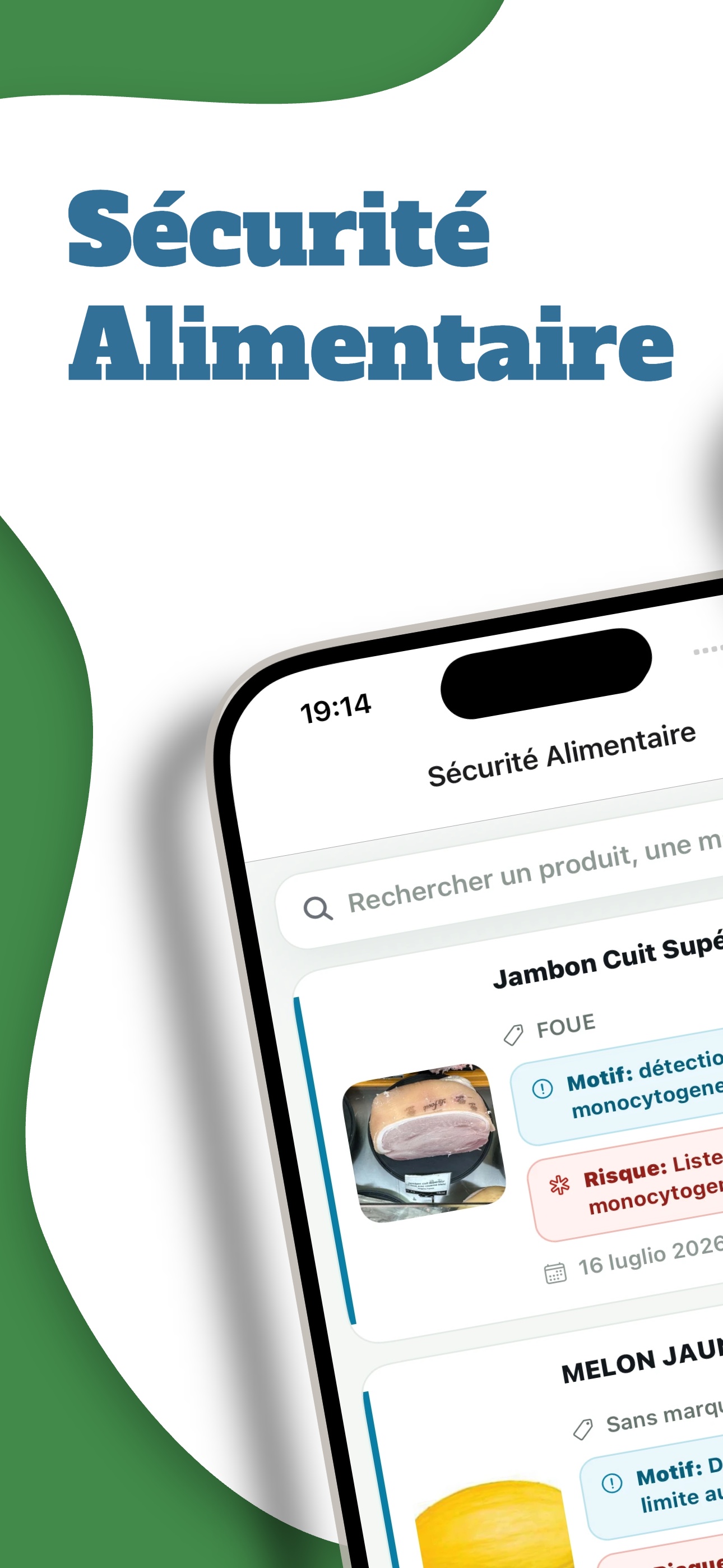 Liste et recherche des rappels dans l'application